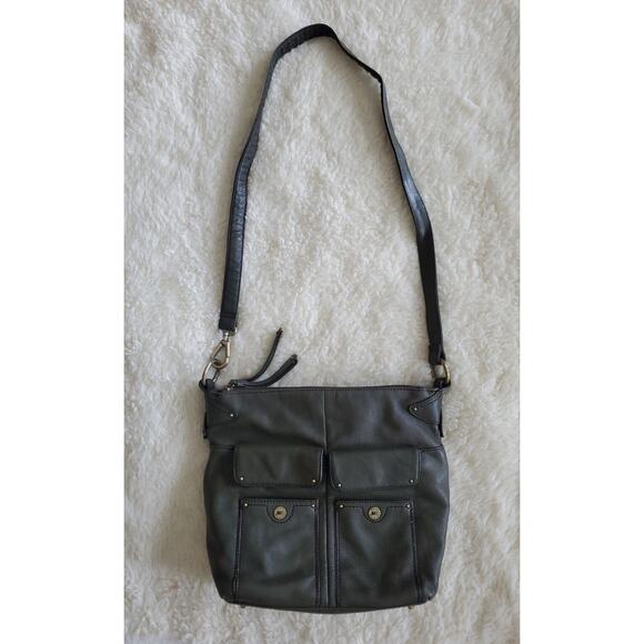 STONE MOUNTAIN GENUINE LEATHER SHOULDER CROSSBODY HANDBAG Green with logo - Picture 1 of 11